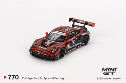 MINI GT #770 Porsche 911 GT3 R #9 Signature Gift Set | 1:64 Diecast Model, Acrylic Display Case Version 2 & Custom Collector Card
