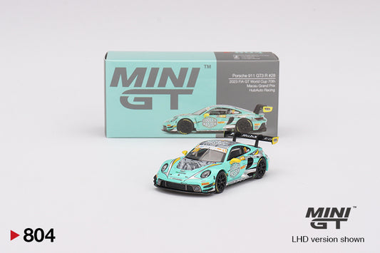 MINI GT #804 Porsche 911 GT3 R #28 Signature Gift Set – 1:64 Diecast Model, Acrylic Display Case Version 2 & Custom Collector Card