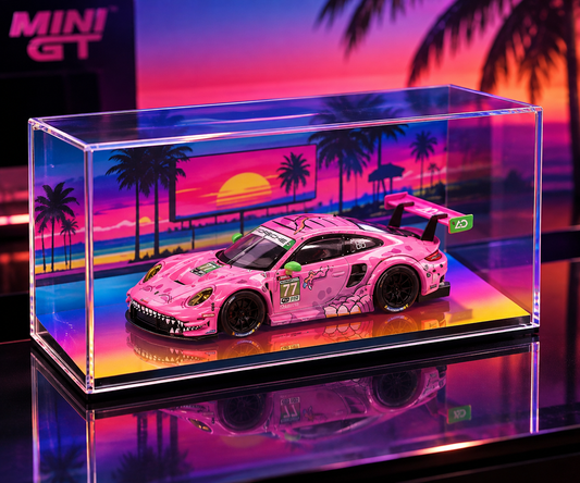 MINI GT #872 Porsche 911 GT3 R #80 Signature Gift Set | 1:64 Diecast Model + Acrylic Display Case Version 2+ Custom Collector Card