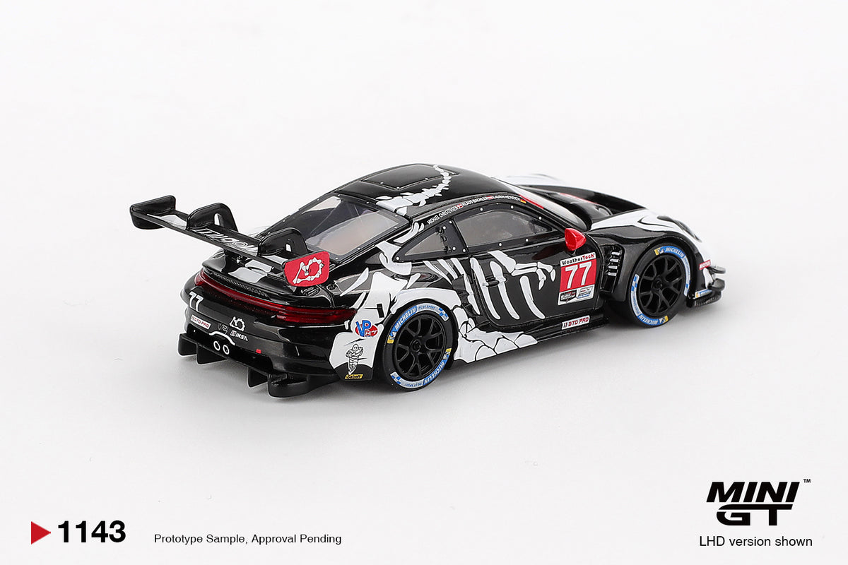 MINI GT #1143 Porsche 911 GT3 R #77 Signature Gift Set | 1:64 Diecast Model, Acrylic Display Case Version 2 & Custom Collector Card