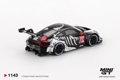 MINI GT #1143 Porsche 911 GT3 R #77 Signature Gift Set | 1:64 Diecast Model, Acrylic Display Case Version 2 & Custom Collector Card